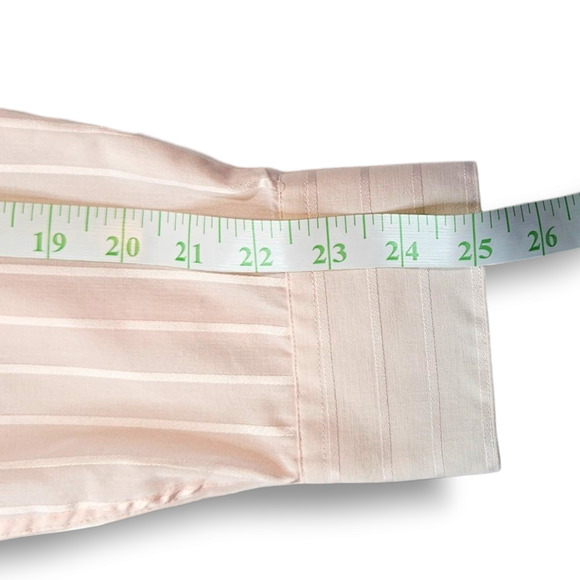 Christopher Lena Barrel Cuff Striped Dress Shirt Sz. 16.5 Length 34-35 Pink - Picture 9 of 9